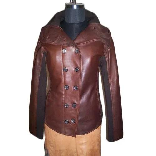 Ladies Collar Neck Designer Leather Jacket
