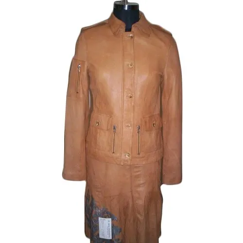 Ladies Leather Brown Jacket